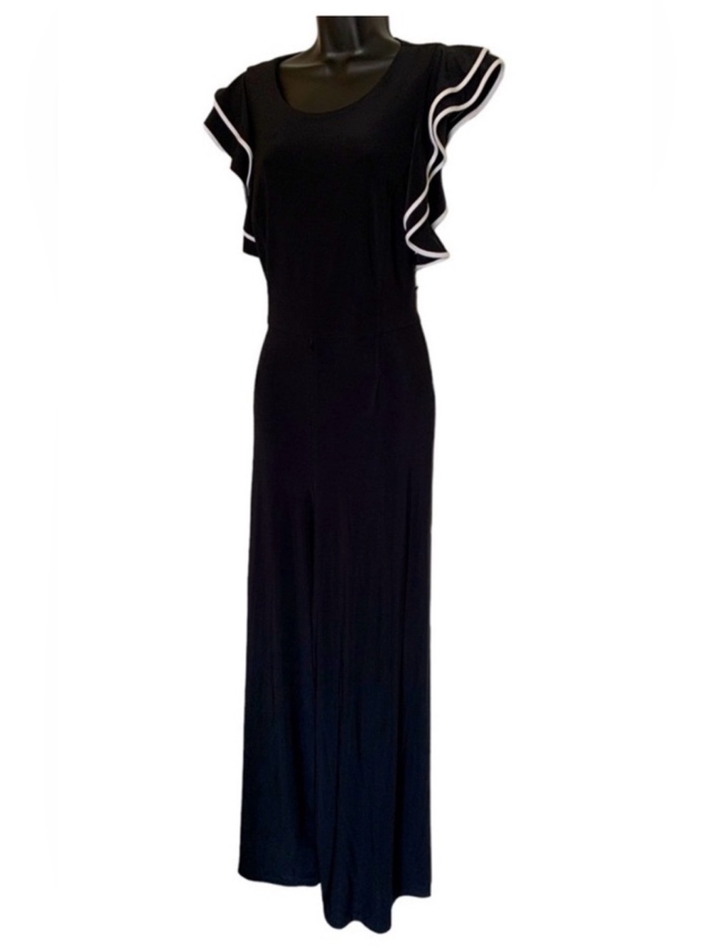 Black Tommy Hilfiger Jumpsuit with Contrast Ruffle Sleeves